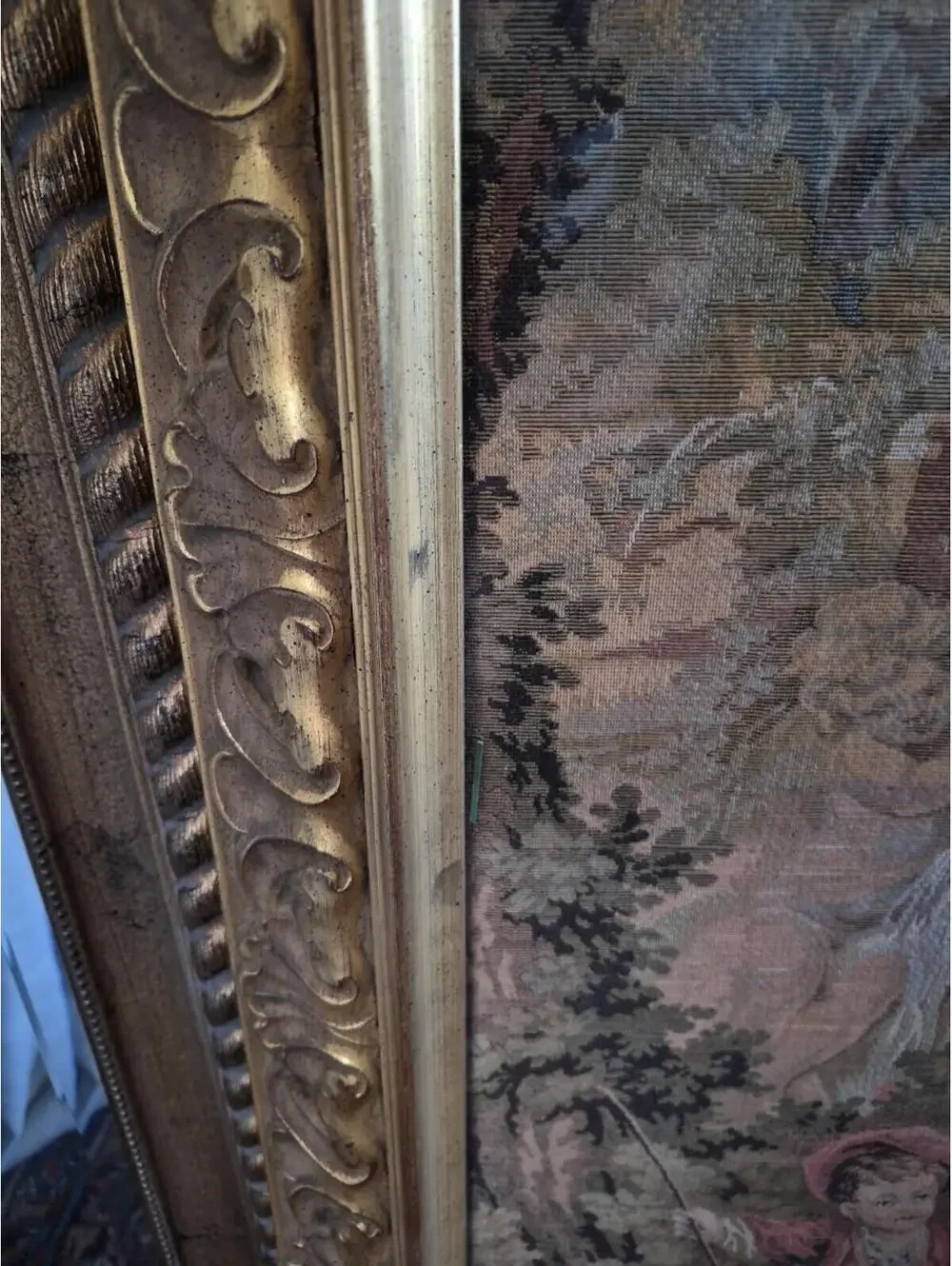 Vintage French Aubusson Jaquar Tapestry Wallhanging 42.5